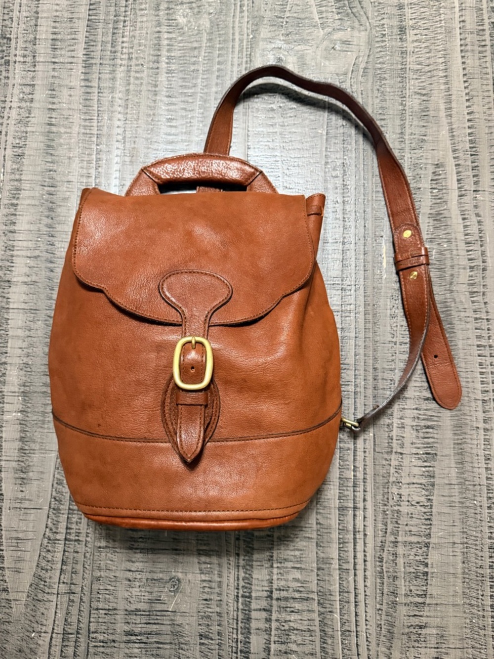 Tory Leather Co. Vtg Cognac Leather Sling Bag with Carry Handle